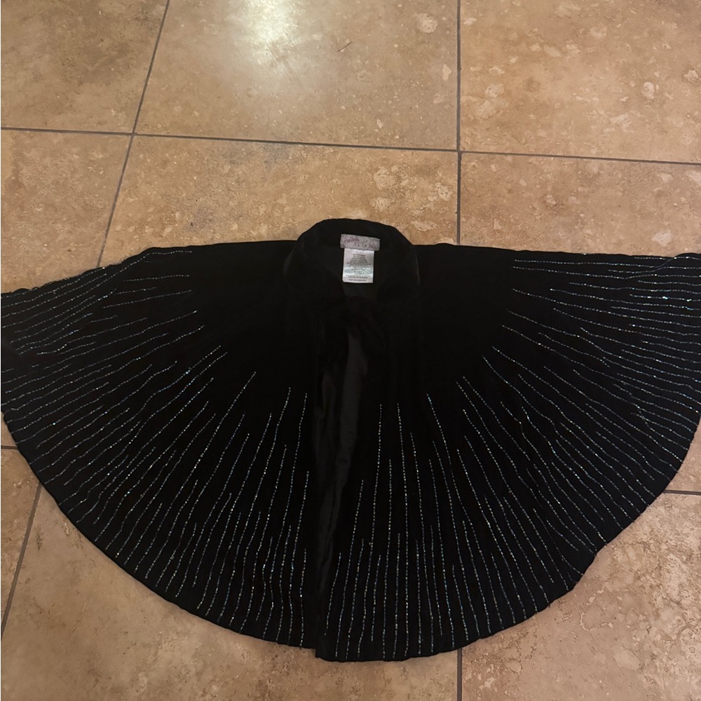 Free People Black Cape with Silver Stripes
